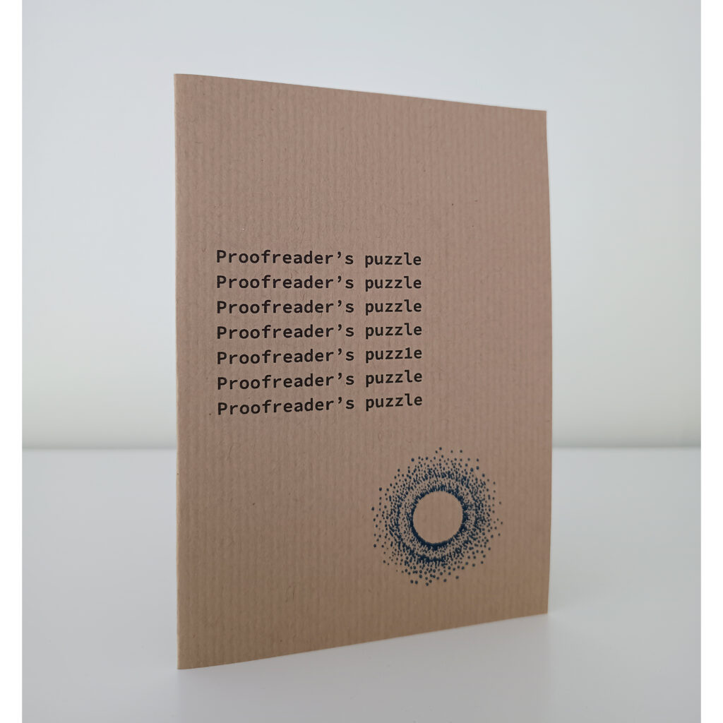 Card with proofreader's puzzle to spot the typo