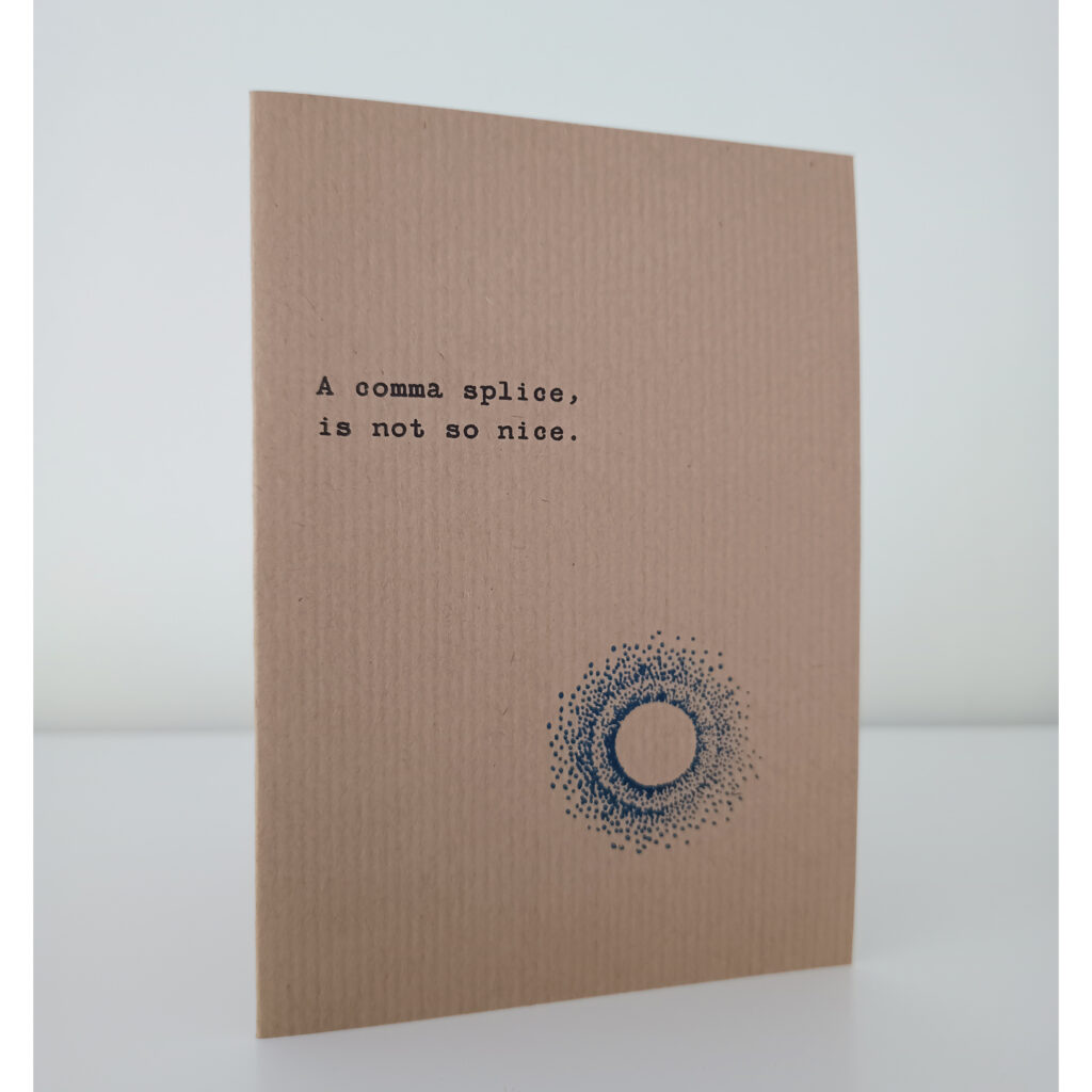 Comma splice greetings card